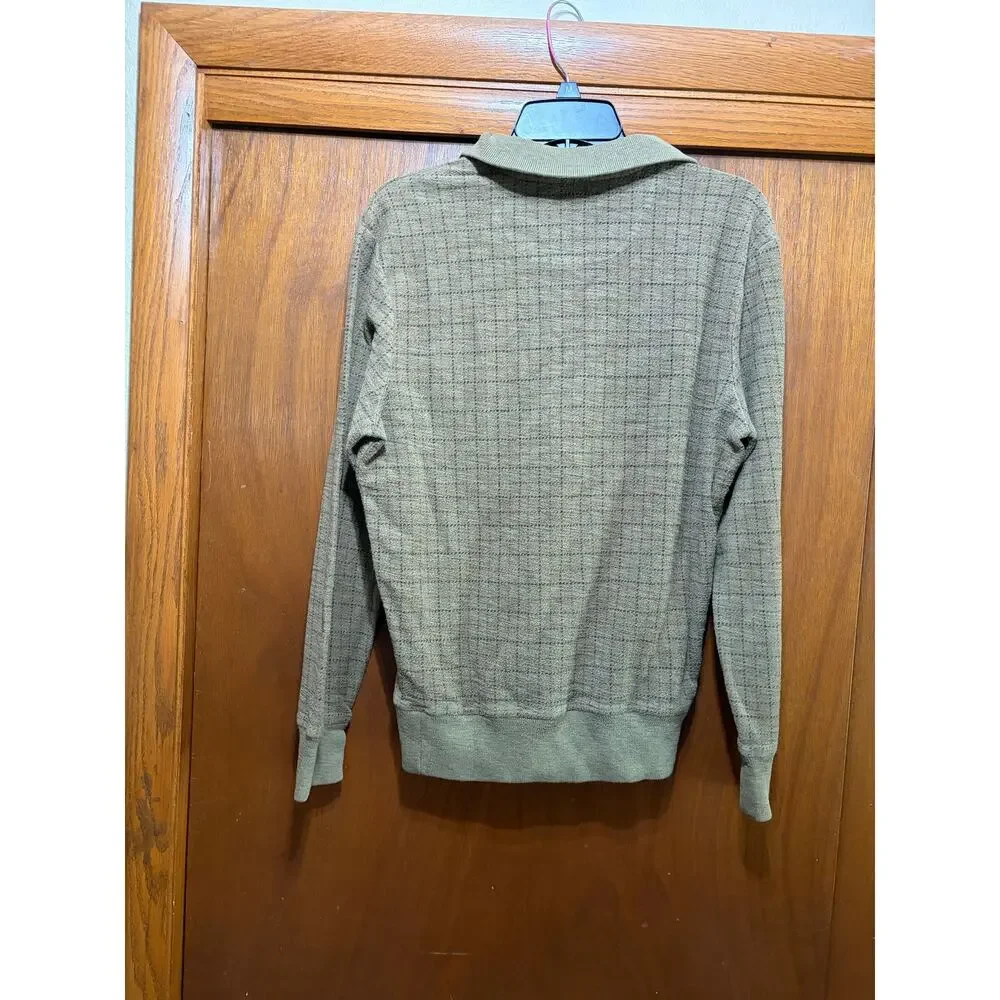 VTG Polo Ralph Lauren Quarter Snap Pullover Sweatshirt Brown Plaid Cotton Men S